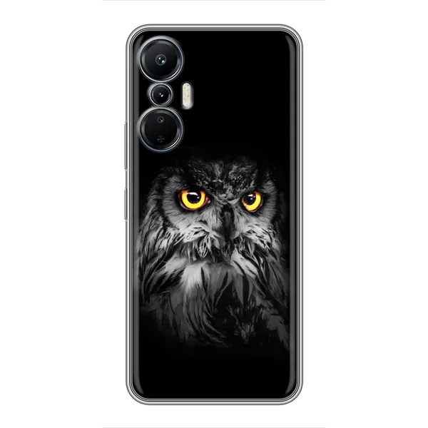 Чехол с рисунком «Сова на чёрном» для Infinix Hot 20 (4G)