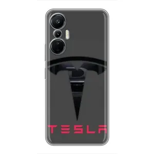 Силиконовый бампер с картинкой машины на Infinix Hot 20 (4G) (Logo TESLA)