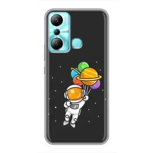 Силиконовый Чехол с принтом "Космонавты" на Infinix Hot 20i (X665E) (Космонавт с шариками)
