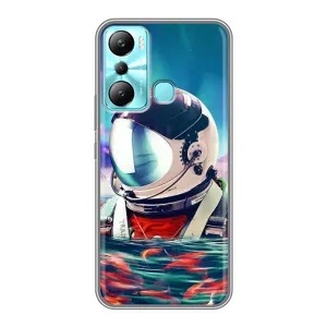 Силиконовый Чехол с принтом "Космонавты" на Infinix Hot 20i (X665E) (Космонавт в воде)