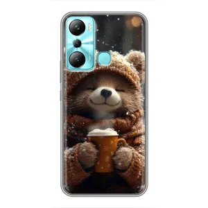 Печатный чехол «Зверята с кофе» для Infinix Hot 20i (X665E) (Медвежонок с кофе)