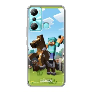 Чехлы для Infinix Hot 20i (X665E) (Персонажи Майн Крафт) (На коне)