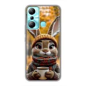 Печатный чехол «Зверята с кофе» для Infinix Hot 20i (X665E) (Зайчик с кофе)