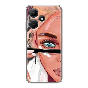 Силиконовый Чехол на Infinix Hot 30i с картинкой Стильных Девушек (Девушка и ресницы)
