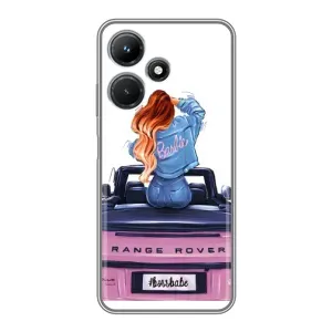 Силиконовый Чехол на Infinix Hot 30i с картинкой Стильных Девушек (Девушка на машине)