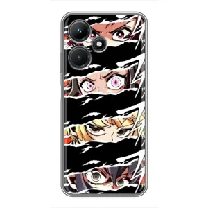 Силіконові чохлі з очіма Anime для Інфінікс ХОТ 30i (Очі на чорному)