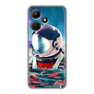 Силиконовый Чехол с принтом "Космонавты" на Infinix Hot 30i (Космонавт в воде)