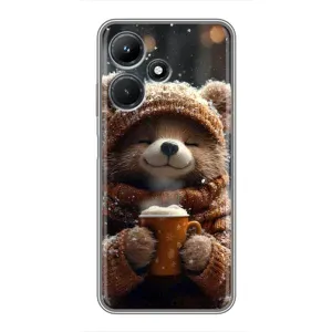 Печатный чехол «Зверята с кофе» для Infinix Hot 30i (Медвежонок с кофе)