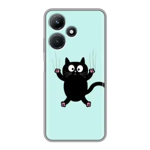 Силиконовый чехол с котиком для Infinix Hot 30i (Падающий кот)