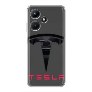 Силіконовий бампер з картинкою машини на Infinix Hot 30i (Logo TESLA)