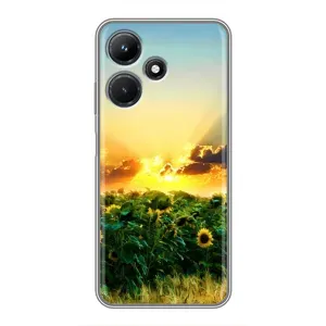 Чехлы с картинкой Подсолнухов для Инфиникс ХОТ 30i (Закат Солнца)