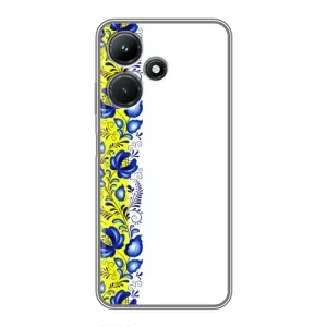 Силиконовый Чехол на Infinix Hot 30i с картинкой Вышиванки (Желто-синяя вышиванка)