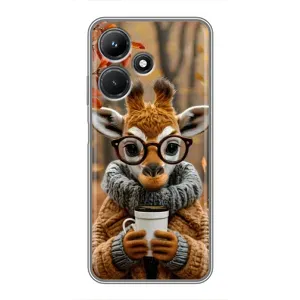Печатный чехол «Зверята с кофе» для Infinix Hot 30i (Жираф с кофе)