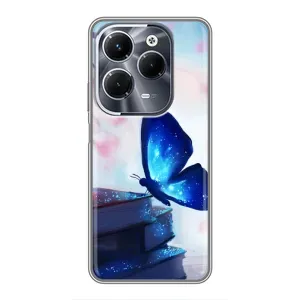 Силиконовый бампер с картинкой животных для Infinix Hot 40 Play (Бабочка синяя)