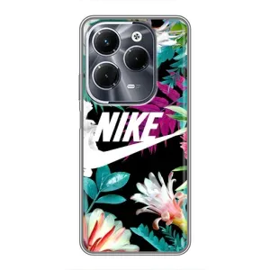 Силиконовый Чехол на Infinix Hot 40 Play с картинкой Nike (Цветочный Nike)