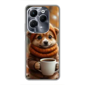 Печатный чехол «Зверята с кофе» для Infinix Hot 40 Play (Собачка с кофе)