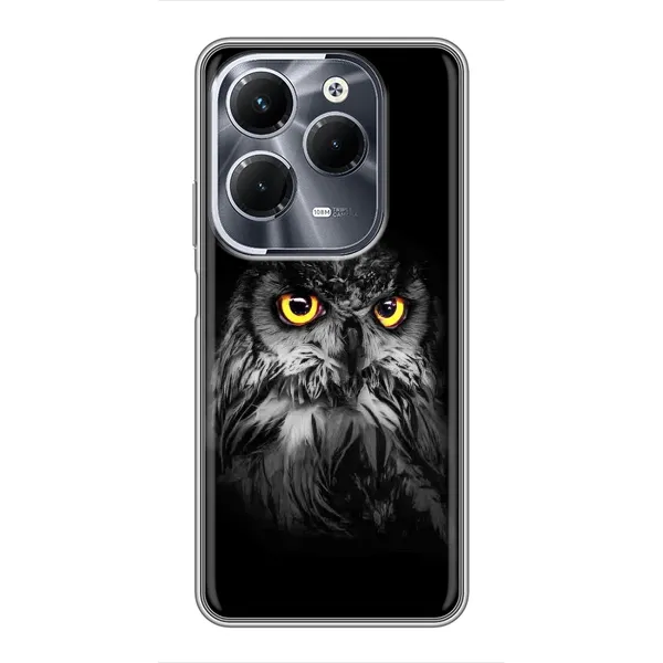 Чехол с рисунком «Сова на чёрном» для Infinix Hot 40 Play Чехол с рисунком «Сова на чёрном» для Infinix Hot 40 Play