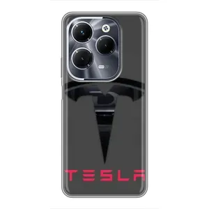 Силиконовый бампер с картинкой машины на Infinix Hot 40 Play (Logo TESLA)