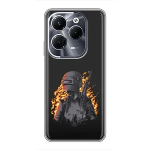 Силиконовый чехол с картинкой "Герой Pubg" на Infinix Hot 40 Play (В огне)
