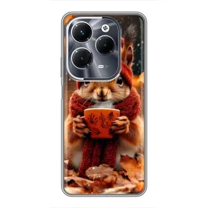 Друкований чохол 'Звірята з кавою' для Infinix Hot 40 Pro (Білка з кавою)