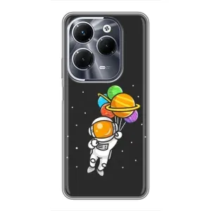 Силіконовый Чохол з принтом "Космонавти" на Infinix Hot 40 Pro (Космонавт з кульками)