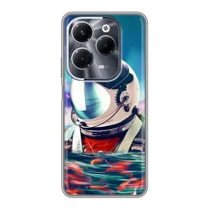 Силіконовый Чохол з принтом "Космонавти" на Infinix Hot 40 Pro (Космонавт у воді)