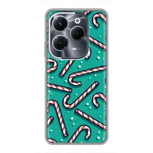 Силиконовый бампер на рождество для Infinix Hot 40 Pro (Леденцы)