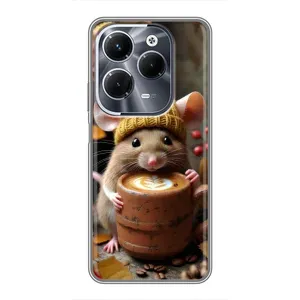 Друкований чохол 'Звірята з кавою' для Infinix Hot 40 Pro (Мишка з кавою)