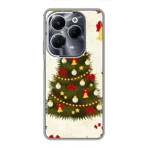 Чехол Новогодняя Елка на Infinix Hot 40 Pro (Новогодний принт)