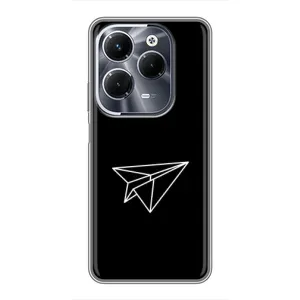 Чехол с картинками на черном фоне для Infinix Hot 40 Pro (Самолетик)