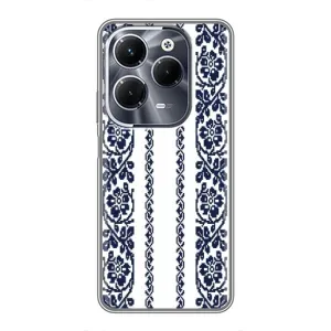 Силиконовый Чехол на Infinix Hot 40 Pro с картинкой Вышиванки (Синяя вышиванка)
