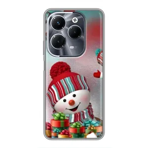 Чехлы на Новый Год Infinix Hot 40 Pro (Снеговик в шапке)