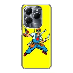 Силиконовый бампер (Работники) на Infinix Hot 40 Pro (Строитель)