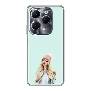 Силіконовый Чохол на Infinix Hot 40 Pro з картинкой Модных девушек (В шапці)