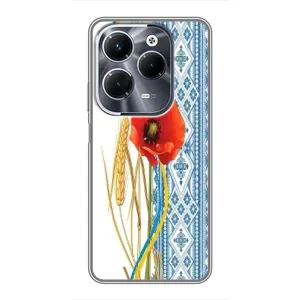 Силиконовый Чехол на Infinix Hot 40 Pro с картинкой Вышиванки (Вышиванка с цветком)