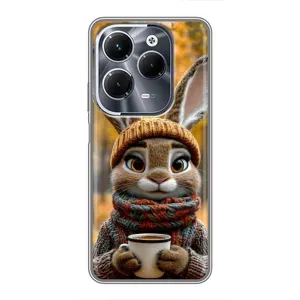 Друкований чохол 'Звірята з кавою' для Infinix Hot 40 Pro (Зайчик з кавою)