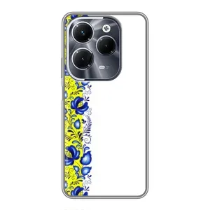 Силиконовый Чехол на Infinix Hot 40 Pro с картинкой Вышиванки (Желто-синяя вышиванка)