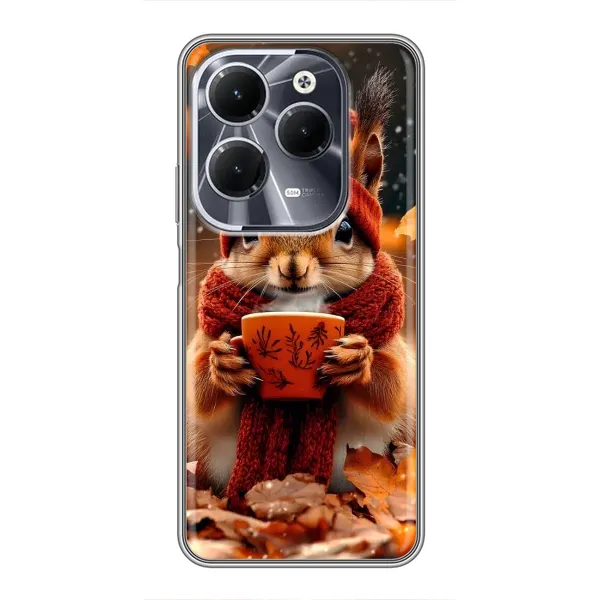 Чехол с рисунком «Белка с кофе» для Infinix Hot 40 Чехол с рисунком «Белка с кофе» для Infinix Hot 40