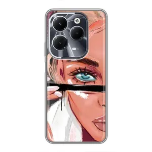 Силіконовый Чохол на Infinix Hot 40 з картинкой Модных девушек (Дівчина та вії)