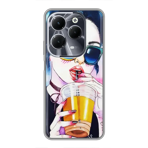 Чехол с рисунком «Девушка с коктейлем» для Infinix Hot 40 Чехол с рисунком «Девушка с коктейлем» для Infinix Hot 40