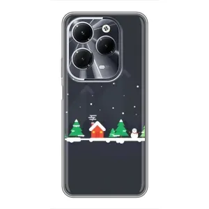 Силиконовый бампер на рождество для Infinix Hot 40 (Город зимний)