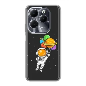 Силіконовый Чохол з принтом "Космонавти" на Infinix Hot 40 (Космонавт з кульками)