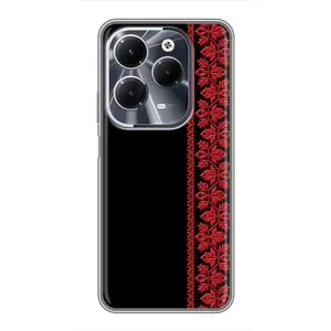 Силиконовый Чехол на Infinix Hot 40 (Красная Вышиванка)