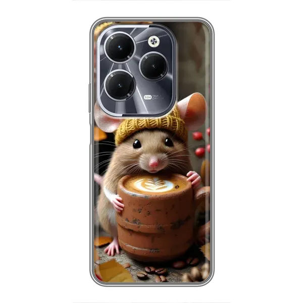 Чехол с рисунком «Мышка с кофе» для Infinix Hot 40 Чехол с рисунком «Мышка с кофе» для Infinix Hot 40
