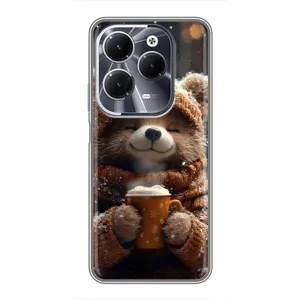 Печатный чехол «Зверята с кофе» для Infinix Hot 40 (Медвежонок с кофе)