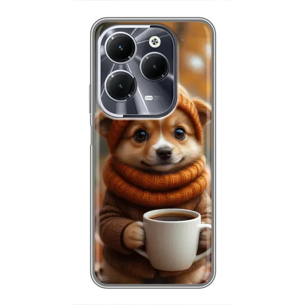 Чехол с рисунком «Собачка с кофе» для Infinix Hot 40 Чехол с рисунком «Собачка с кофе» для Infinix Hot 40