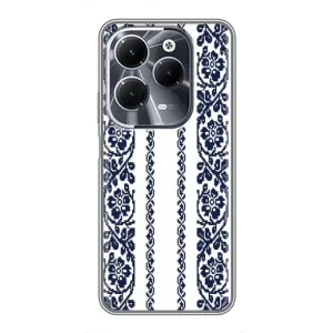 Силиконовый Чехол на Infinix Hot 40 с картинкой Вышиванки (Синяя вышиванка)