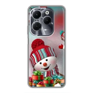 Чехлы на Новый Год Infinix Hot 40 (Снеговик в шапке)