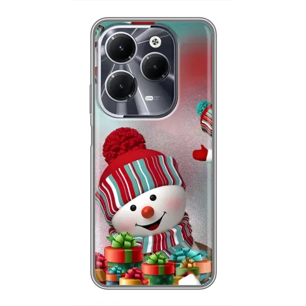 Чехол с рисунком «Снеговик в шапке» для Infinix Hot 40