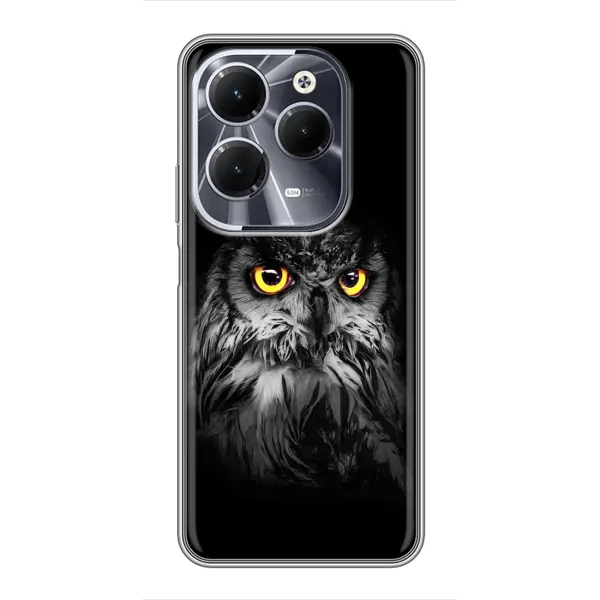 Чехол с рисунком «Сова на чёрном» для Infinix Hot 40 Чехол с рисунком «Сова на чёрном» для Infinix Hot 40